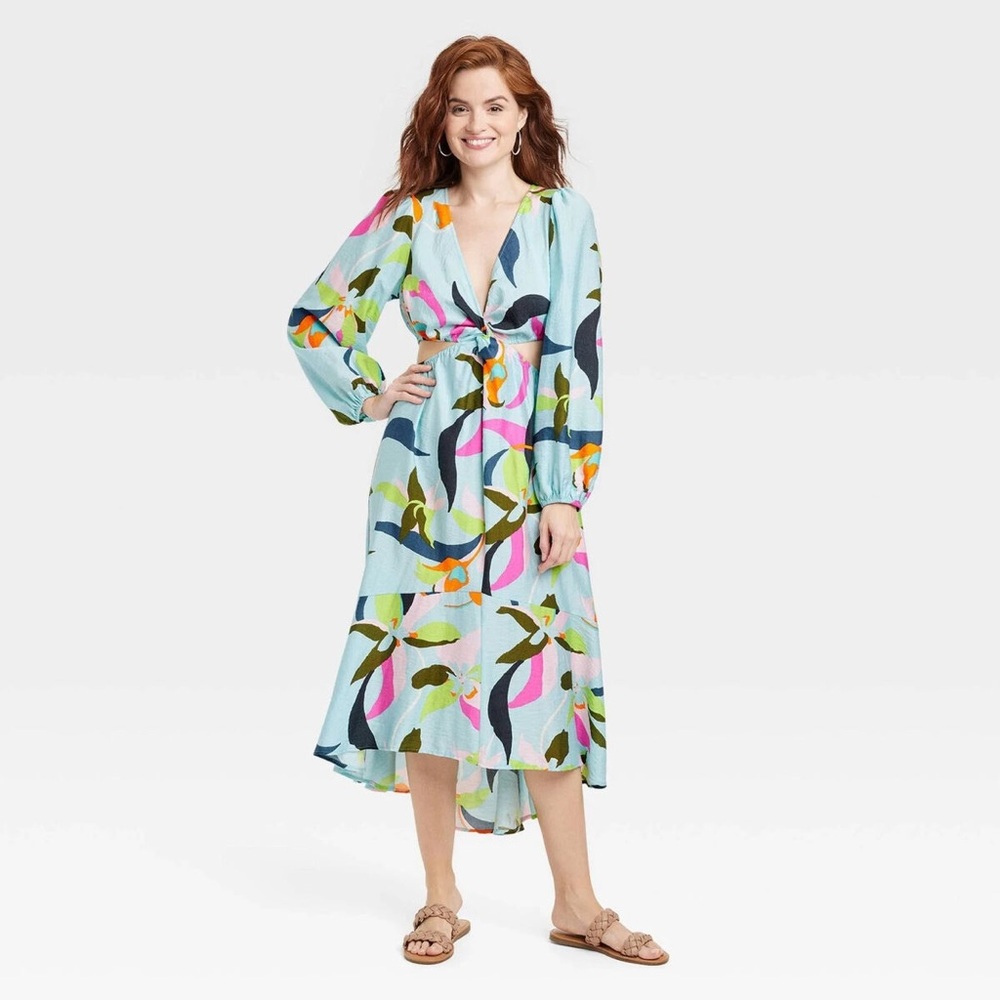 A New Day Blue and Pink High Low Dress with Artistic Flair